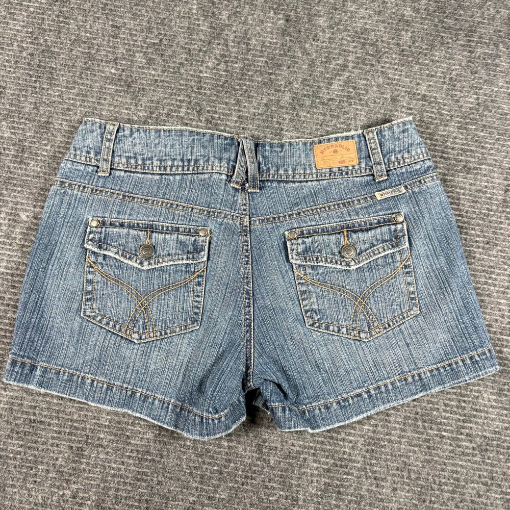 Vtg Hydraulic Denim Shorts Womens 9/10 Blue Excellent Y2K Low Rise Flap Pocket